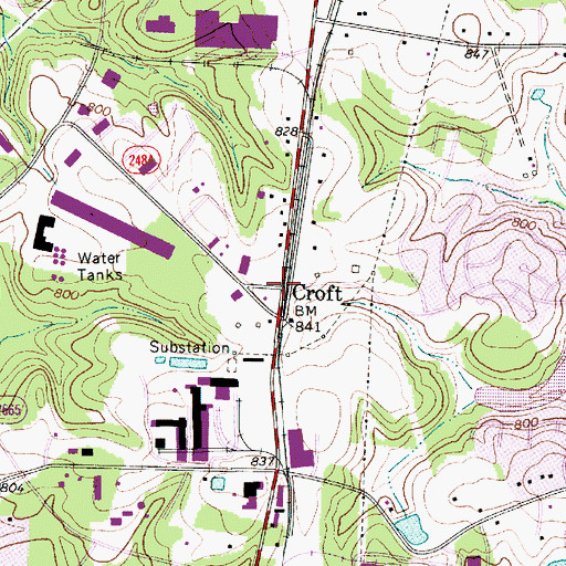 Topographic Map of Croft, NC