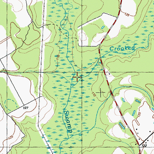 Topographic Map of Crooked Bay Branch, NC