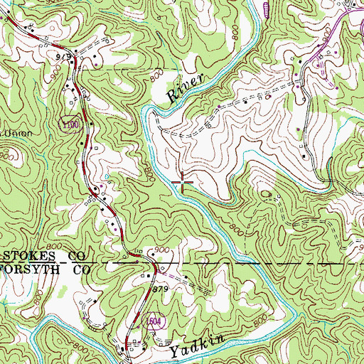 Topographic Map of Crooked Run Creek, NC