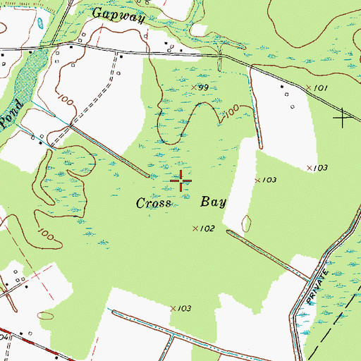 Topographic Map of Cross Bay, NC