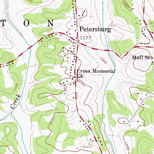 Topographic Map of Cross Memorial Church, NC