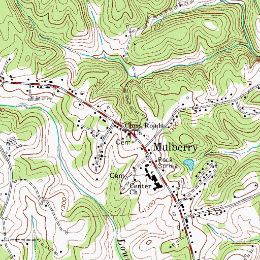Topographic Map of Cross Roads Primitive Baptist Church, NC