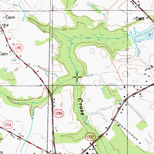 Topographic Map of Cross Swamp, NC