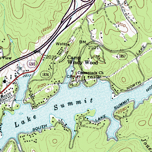 Topographic Map of Crossroads Church, NC