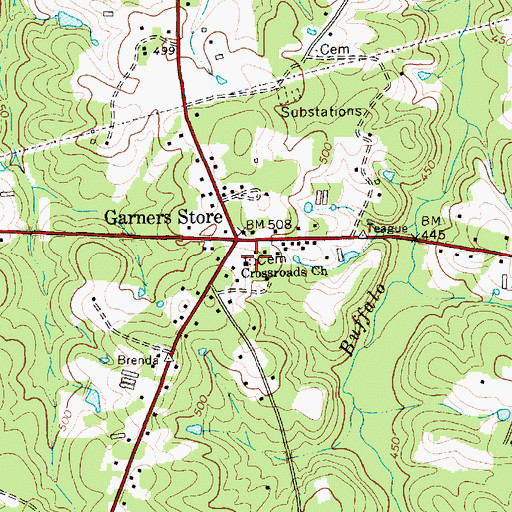 Topographic Map of Crossroads Church, NC