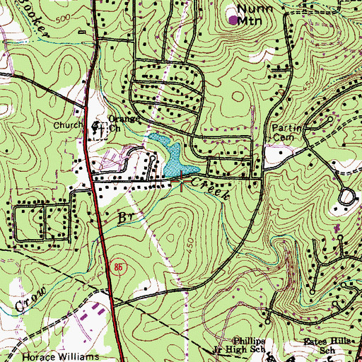 Topographic Map of Crow Branch, NC