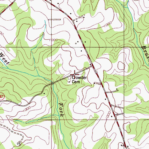 Topographic Map of Crowder Cemetery, NC
