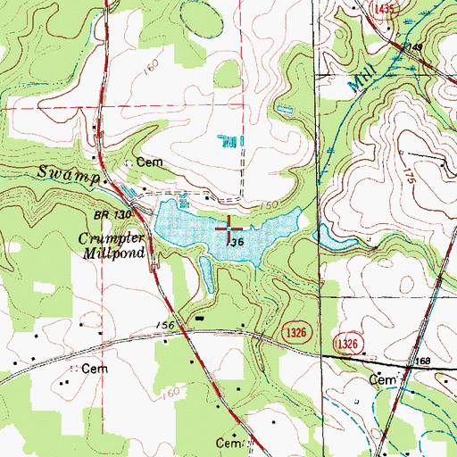 Topographic Map of Crumpler Millpond, NC