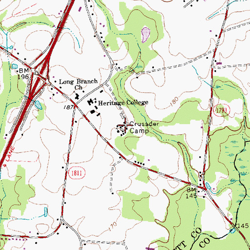Topographic Map of Crusader Camp, NC