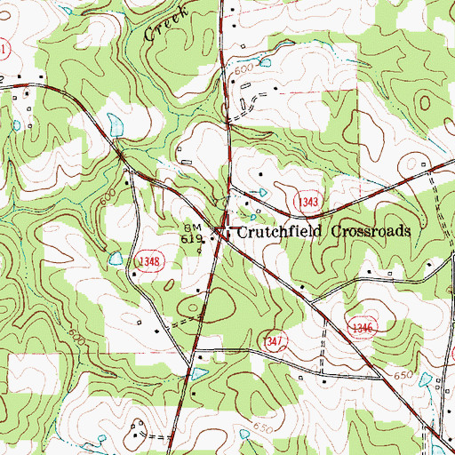 Topographic Map of Crutchfield Crossroads, NC