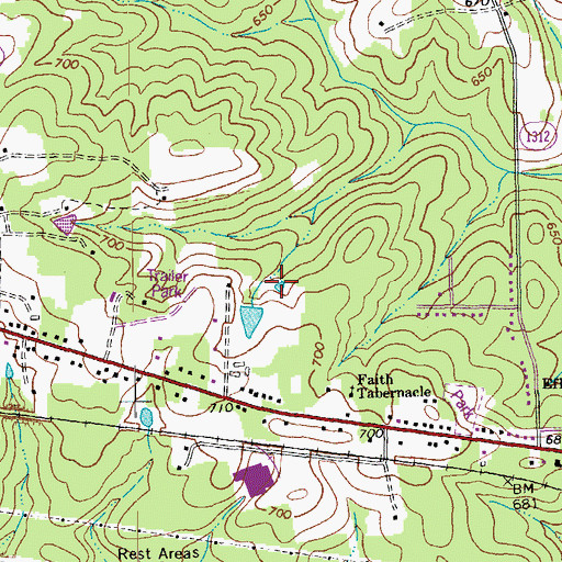 Topographic Map of Crystal Lake, NC