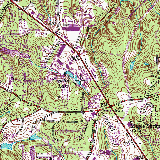 Topographic Map of Crystal Lake, NC