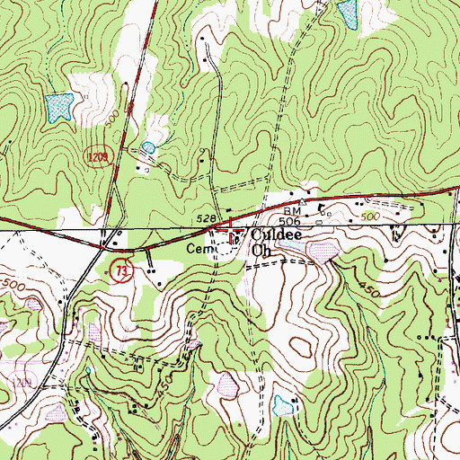Topographic Map of Culdee Church, NC