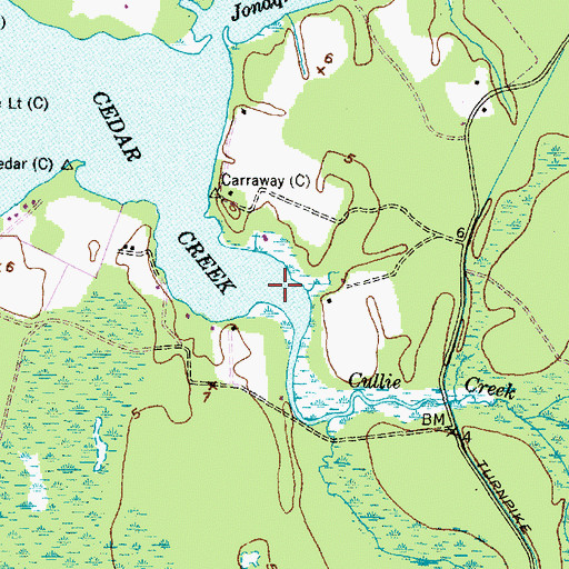 Topographic Map of Cullie Creek, NC