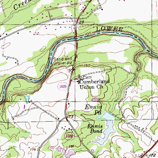 Topographic Map of Cumberland Union Church, NC
