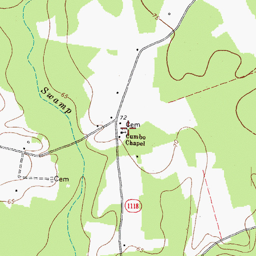 Topographic Map of Cumbo Chapel, NC