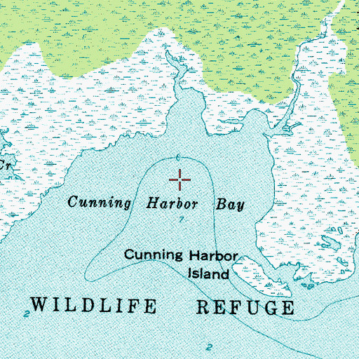 Topographic Map of Cunning Harbor Bay, NC