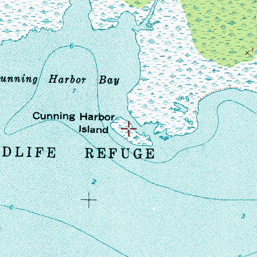 Topographic Map of Cunning Harbor Island, NC