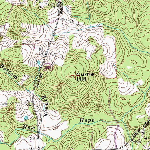 Topographic Map of Currie Hill, NC