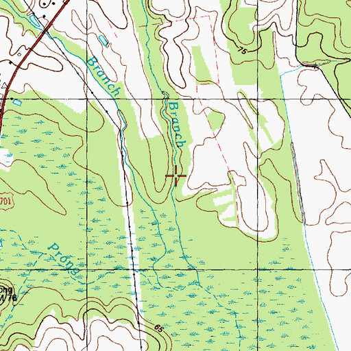 Topographic Map of Curries Branch, NC