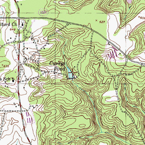 Topographic Map of Currys Pond, NC