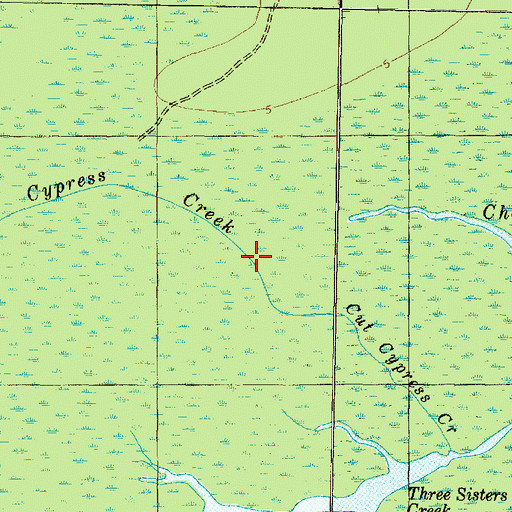 Topographic Map of Cut Cypress Creek, NC