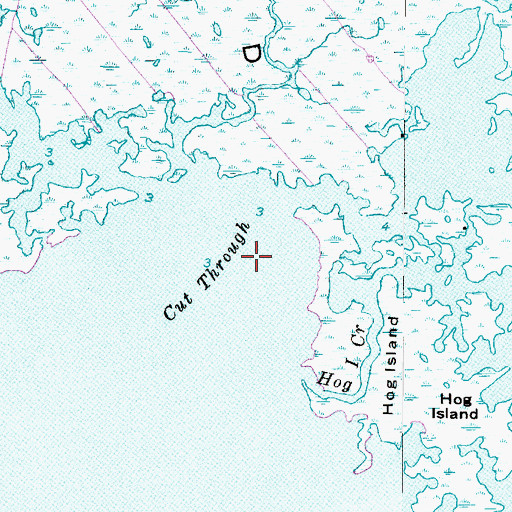 Topographic Map of Cut Through, NC