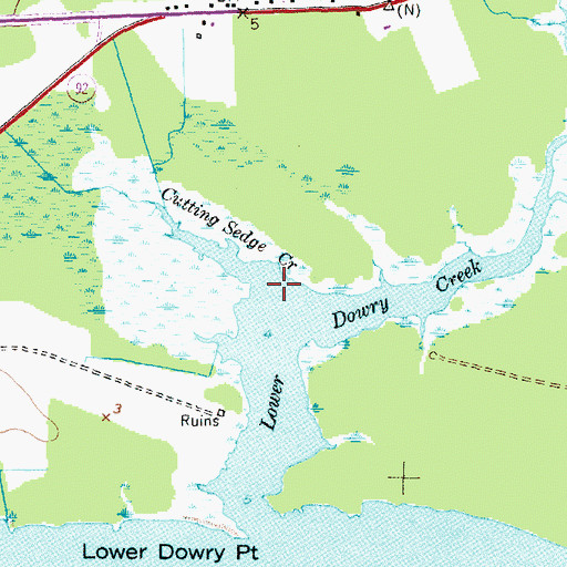 Topographic Map of Cutting Sedge Creek, NC