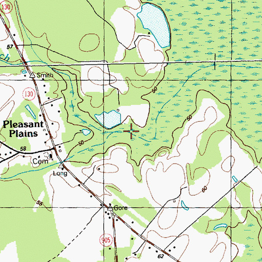 Topographic Map of Cypress Branch, NC