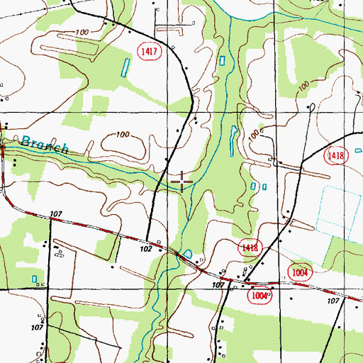 Topographic Map of Cypress Branch, NC