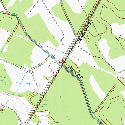 Topographic Map of Cypress Branch, NC
