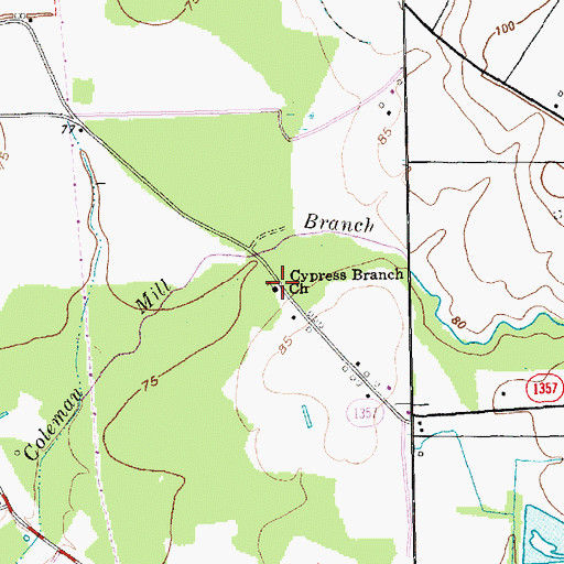 Topographic Map of Cypress Branch Church, NC