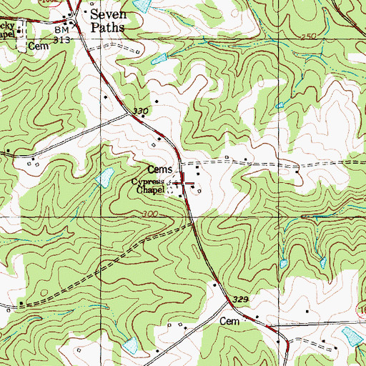 Topographic Map of Cypress Chapel, NC