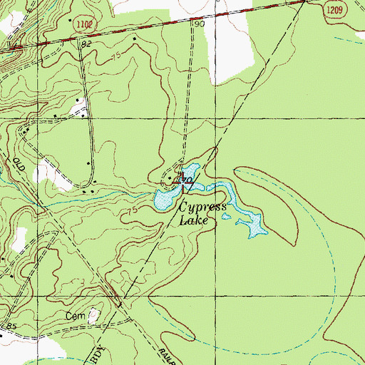 Topographic Map of Cypress Lake, NC