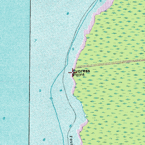 Topographic Map of Cypress Point, NC