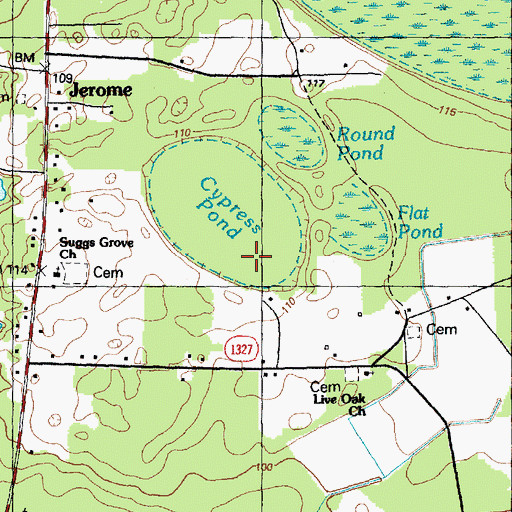 Topographic Map of Cypress Pond, NC