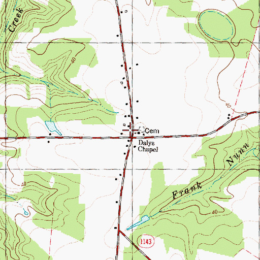 Topographic Map of Dalys Chapel, NC