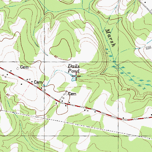 Topographic Map of Dails Pond, NC