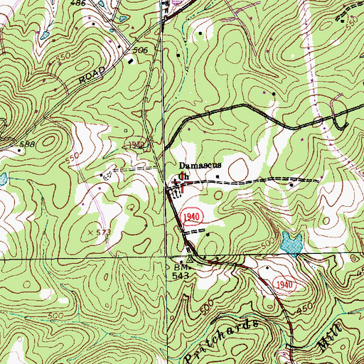 Topographic Map of Damascus Church, NC