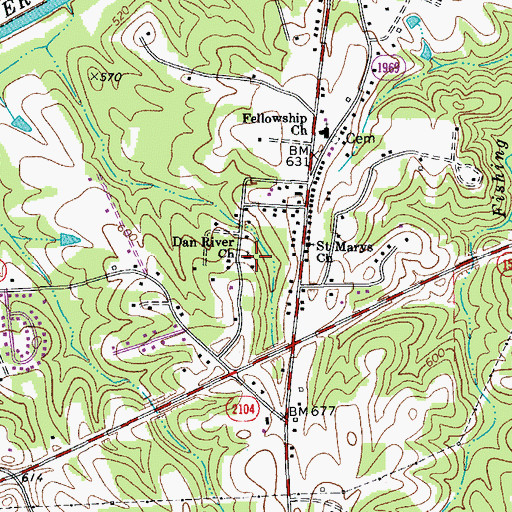Topographic Map of Dan River Wesleyan Church, NC