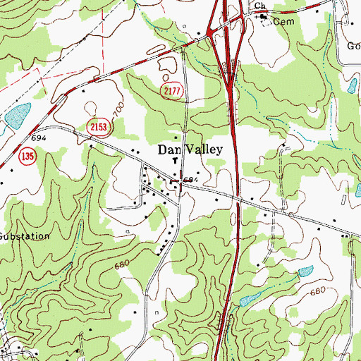 Topographic Map of Dan Valley, NC