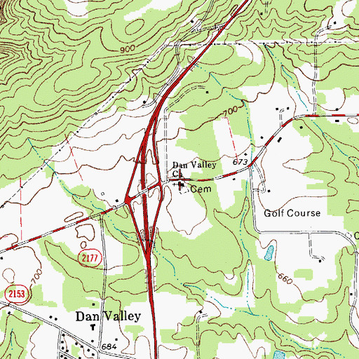 Topographic Map of Dan Valley Baptist Church, NC
