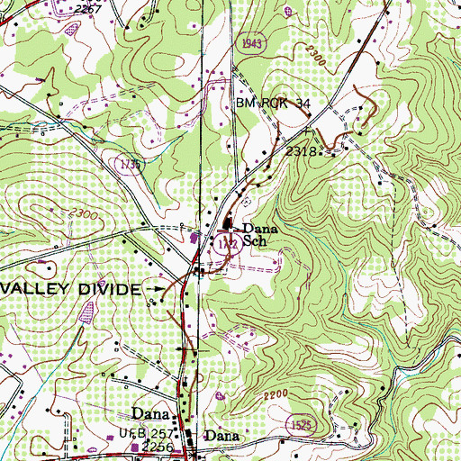 Topographic Map of Dana School, NC