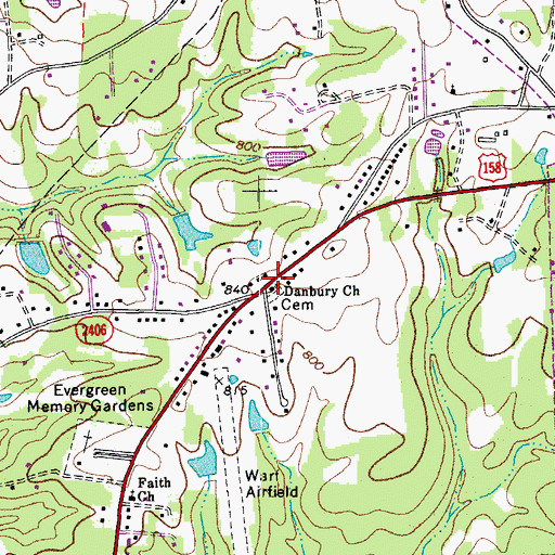 Topographic Map of Danbury Church, NC