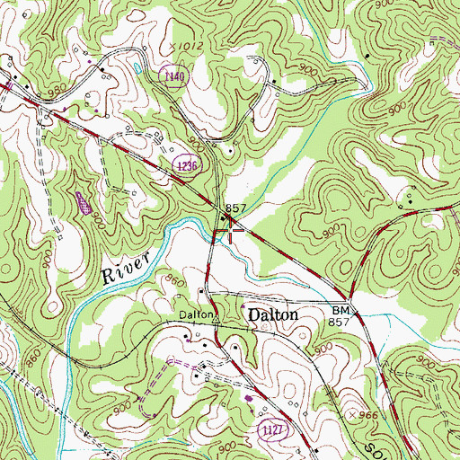 Topographic Map of Danbury Creek, NC
