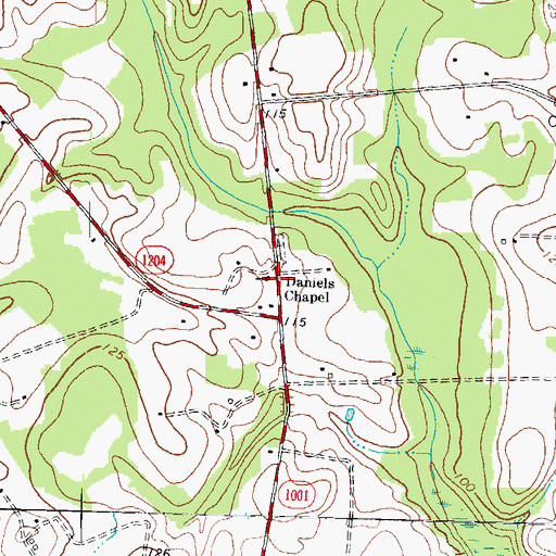 Topographic Map of Daniels Chapel, NC