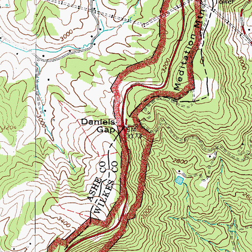 Topographic Map of Daniels Gap, NC