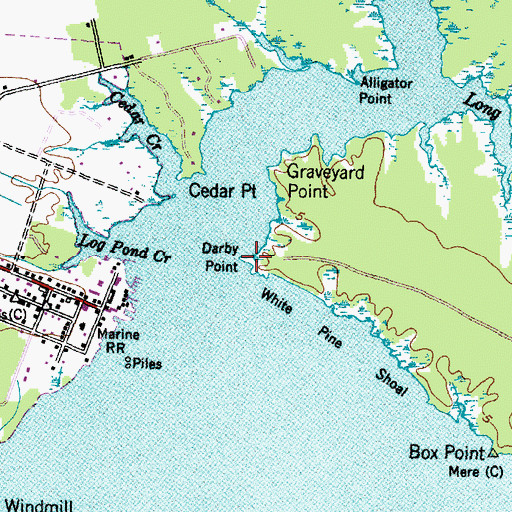 Topographic Map of Darby Point, NC