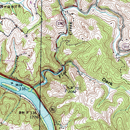 Topographic Map of Dark Hollow, NC