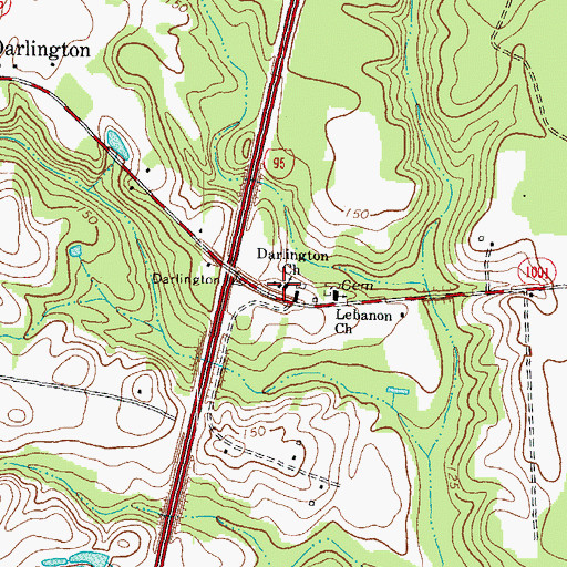 Topographic Map of Darlington Church, NC